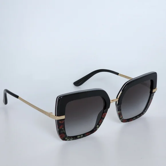 Dolce & Gabbana Black Gold Red Roses/Grey Gradient Sunglasses display picture 2